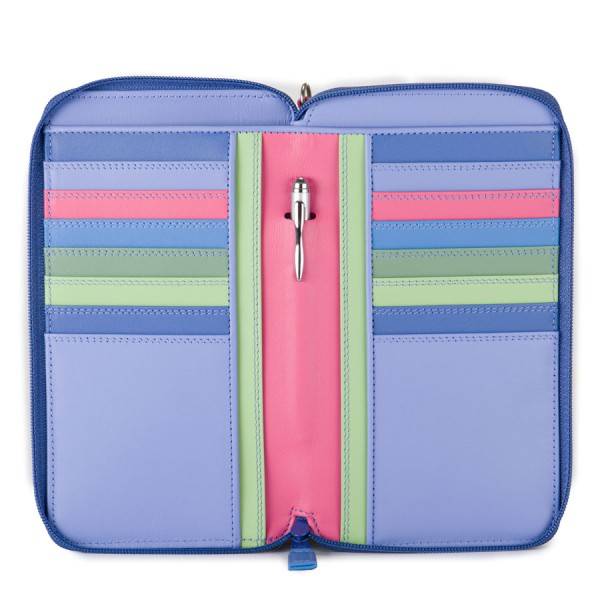 Mywalit Portafoglio Multifunzione Con Zip Su Tre Lati E Tracolla Viola