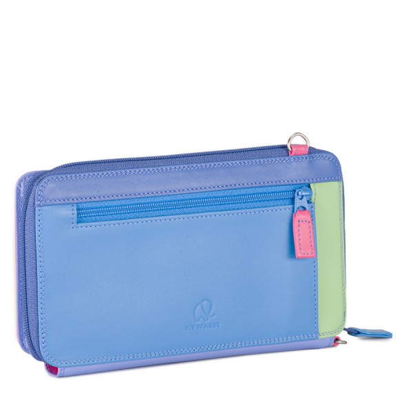 Mywalit Portafoglio Multifunzione Con Zip Su Tre Lati E Tracolla Viola