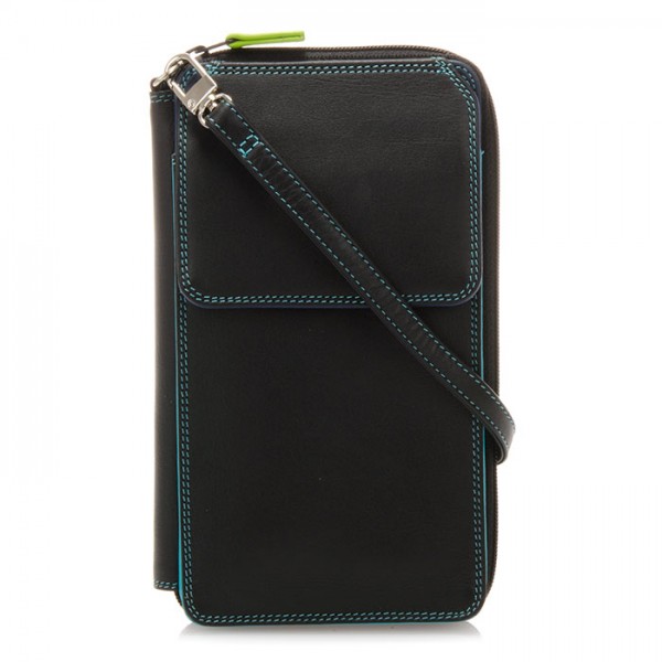 Mywalit Portafoglio Multifunzione Con Zip Su Tre Lati E Tracolla Black Pace