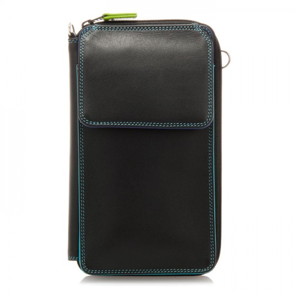 Mywalit Portafoglio multifunzione con zip su tre lati e tracolla Black Pace