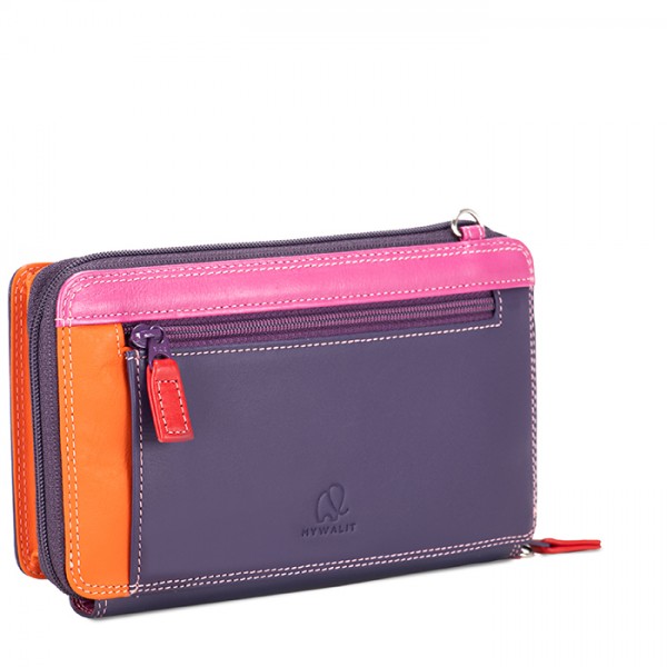 Mywalit Portafoglio Multifunzione Con Zip Su Tre Lati E Tracolla Sangria Multi