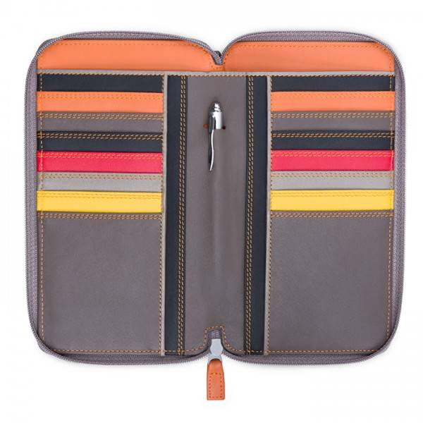 Mywalit Portafoglio Multifunzione Con Zip Su Tre Lati E Tracolla Fumo