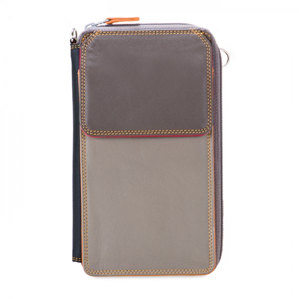 Mywalit Portafoglio multifunzione con zip su tre lati e tracolla Fumo