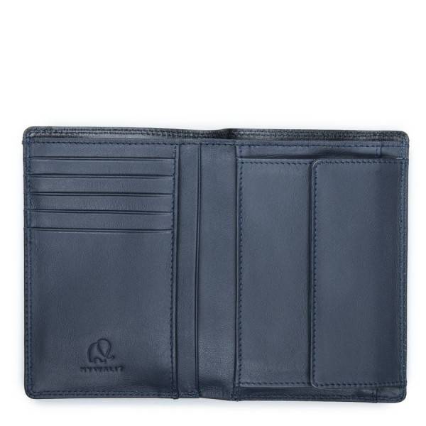 Mywalit Portafoglio Verticale Bicolore Da Uomo Doppio Scomparto Nero-Blu