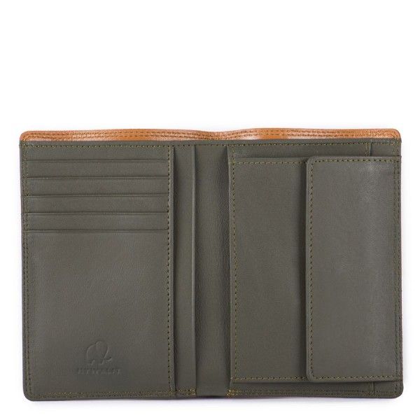 Mywalit Portafoglio Verticale Bicolore Da Uomo Doppio Scomparto Marrone-Oliva