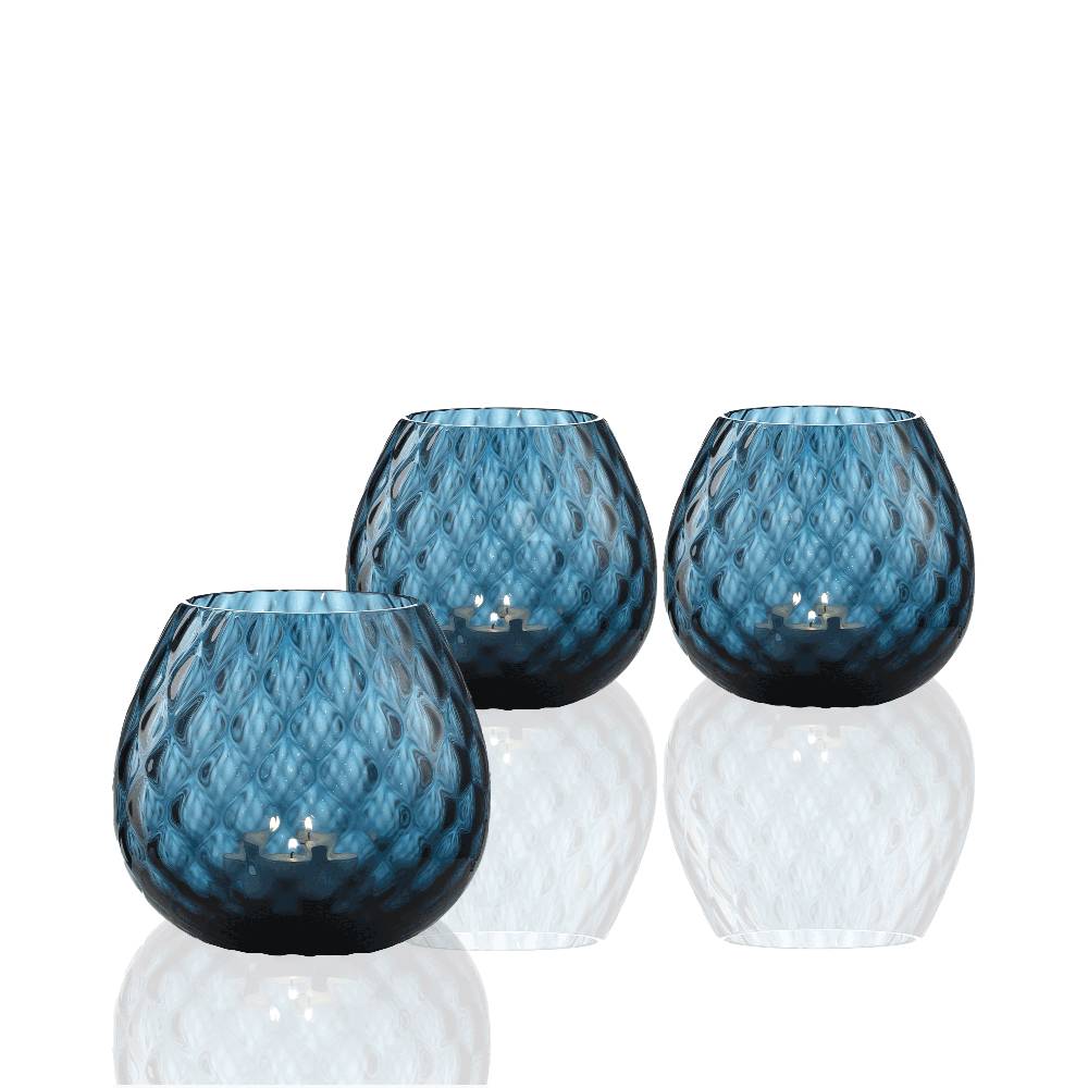 Masonmoretti 3 Pieces Set of Macramè Candle Holder Air Force Blue