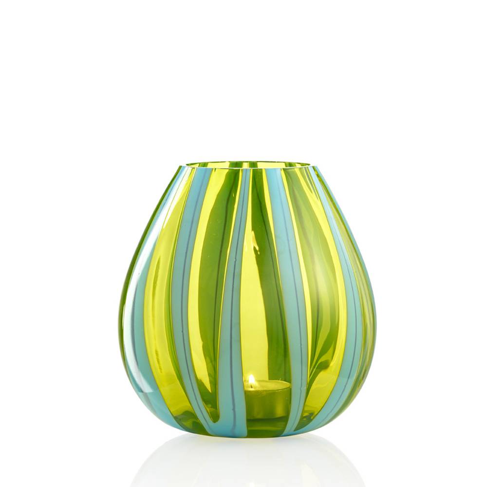 Masonmoretti Candle Holder String Large Light Blue Acid Green