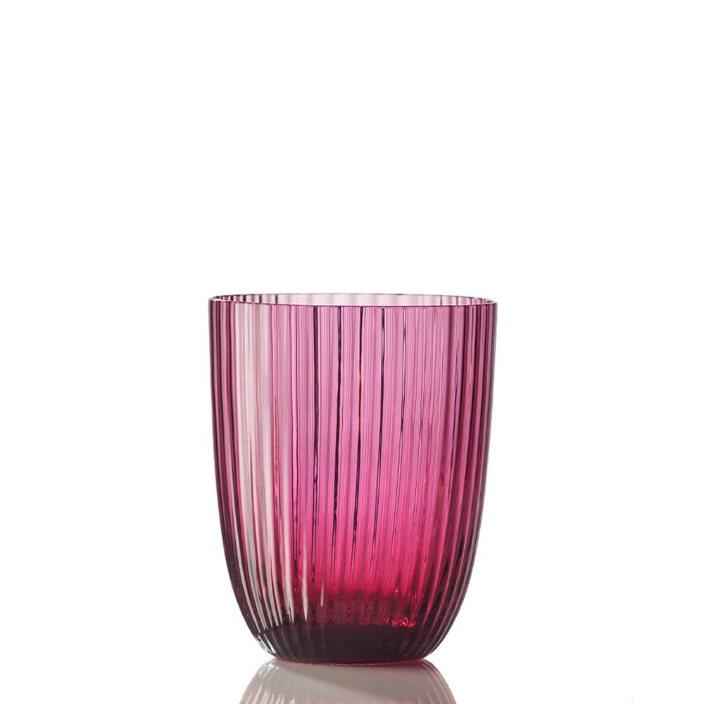 Masonmoretti Water Glass Idra Striped Ruby Red