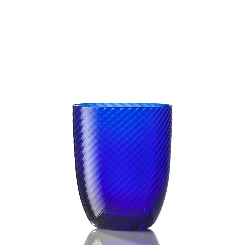 Masonmoretti Water Glass Idra Twisted Striped Blue