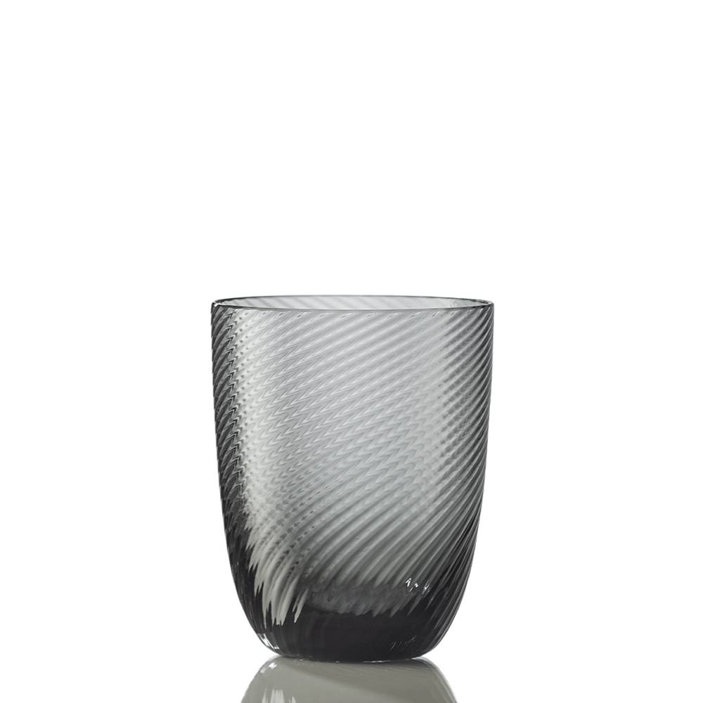 Masonmoretti Water Glass Idra Twisted Striped Grey