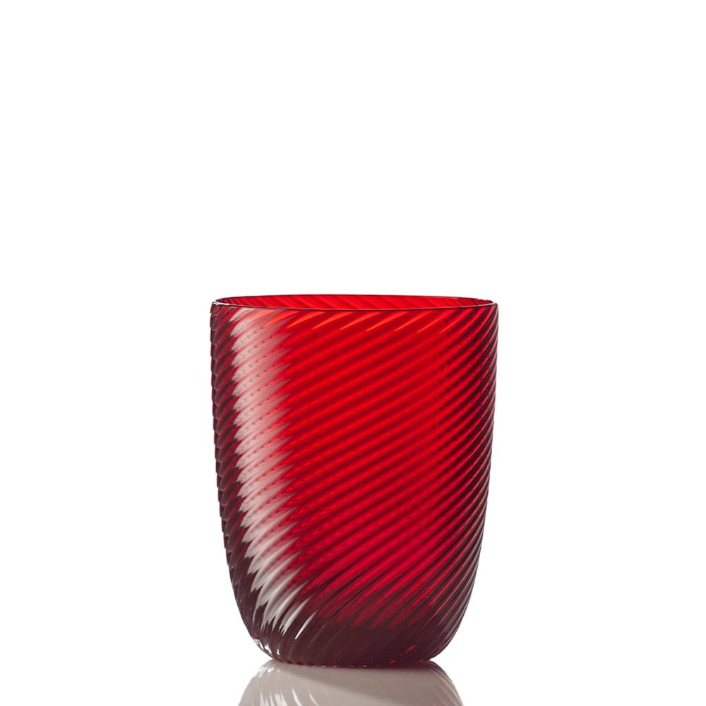 Masonmoretti Water Glass Idra Twisted Striped Red