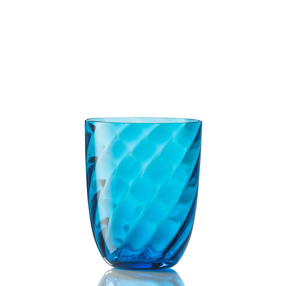 Masonmoretti Water Glass Optic Twisted Aquamarine