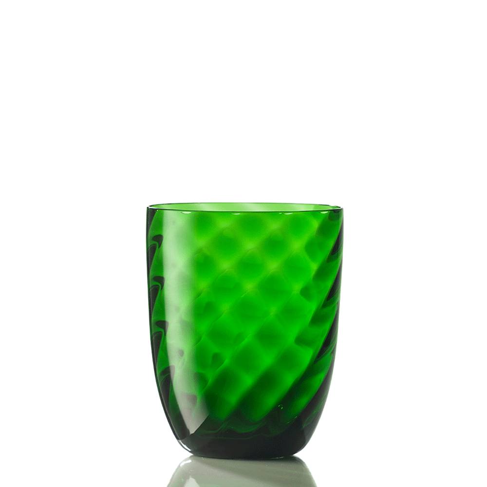 Masonmoretti Water Glass Optic Twisted Pine Green