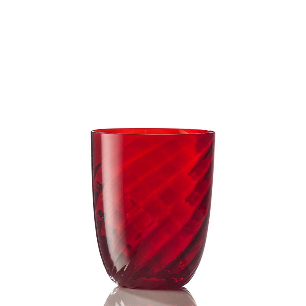 Masonmoretti Water Glass Optic Twisted Red