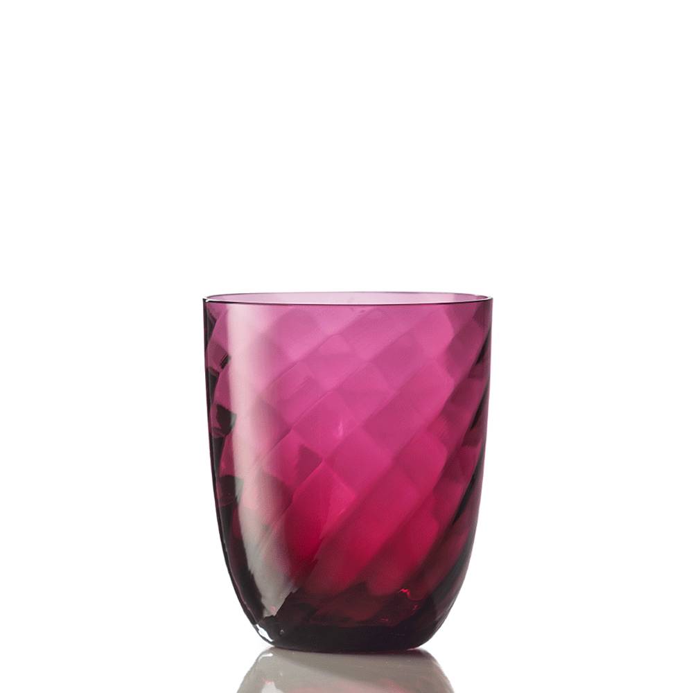 Masonmoretti Water Glass Optic Twisted Ruby Red