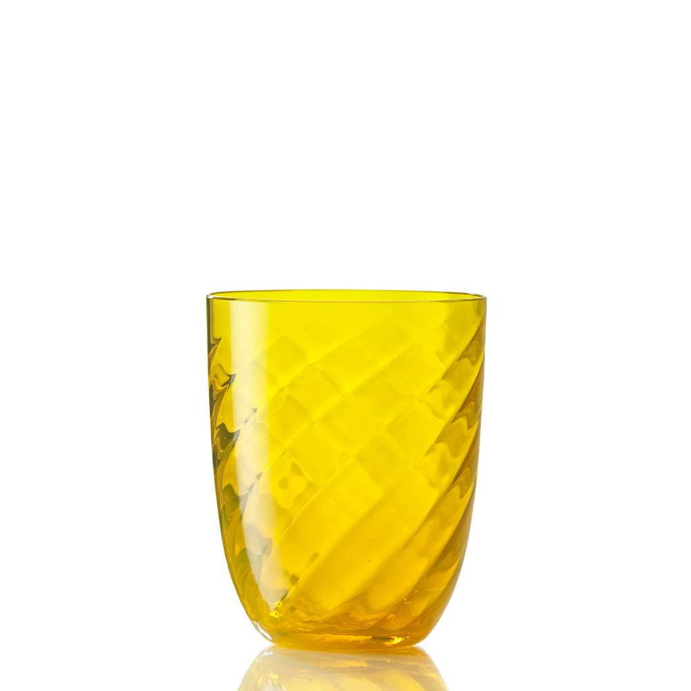 Masonmoretti Water Glass Optic Twisted Yellow