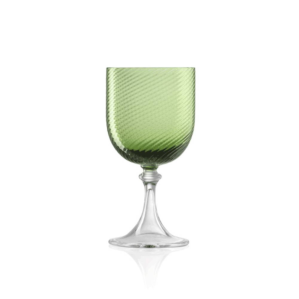 Masonmoretti Red Wine Glass 3/62 Twisted Soraya Green