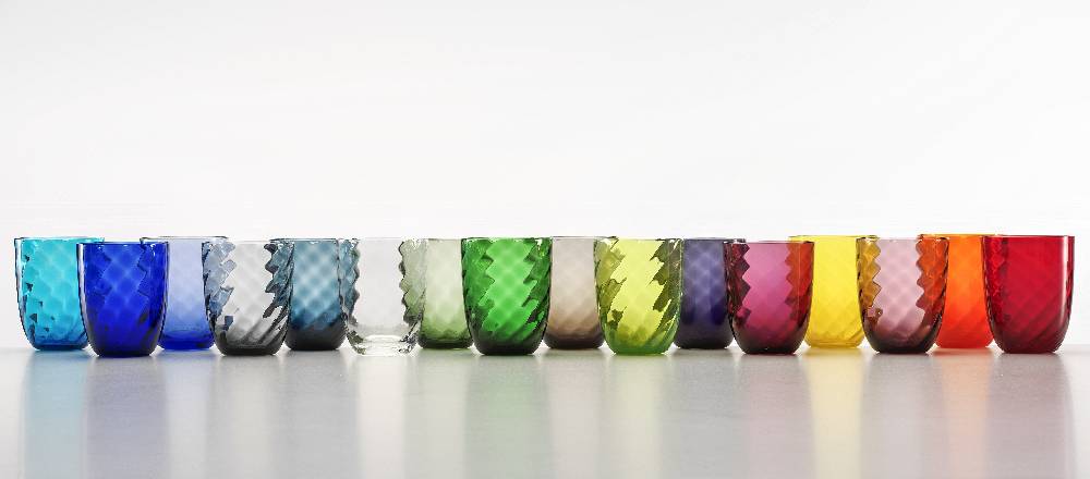 Masonmoretti Set of 16 Idra Tumblers, Optic Twisted Collection