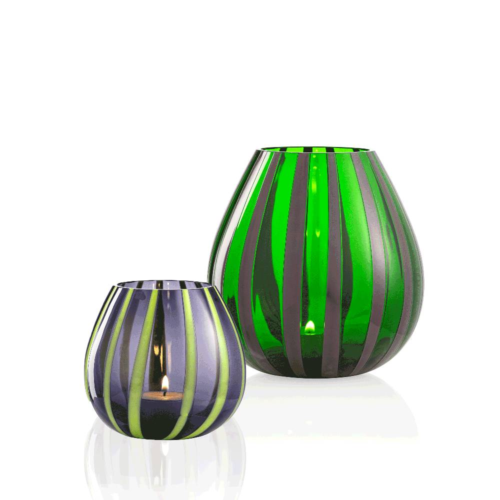 Masonmoretti String Candle Holders 2 Pieces Set in Blueberry-Green and Pea Green-Periwinkle