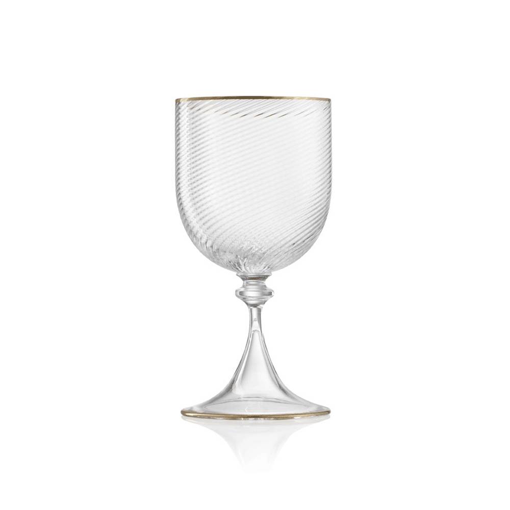 Masonmoretti Water Glass 3/62 Transparent - Double Gold Rim