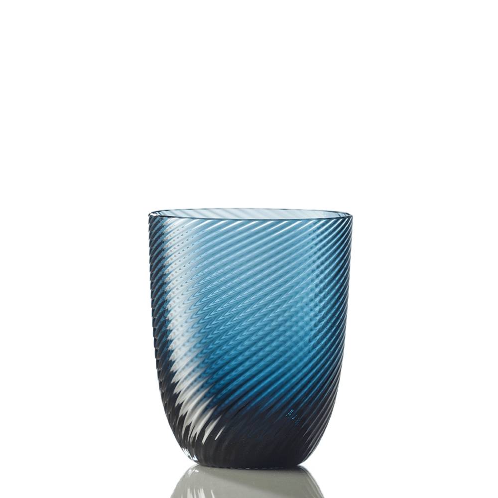 Masonmoretti Water Glass Idra Twisted Striped Air Force Blue
