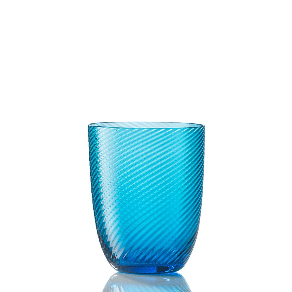 Masonmoretti Water Glass Idra Twisted Striped Aquamarine