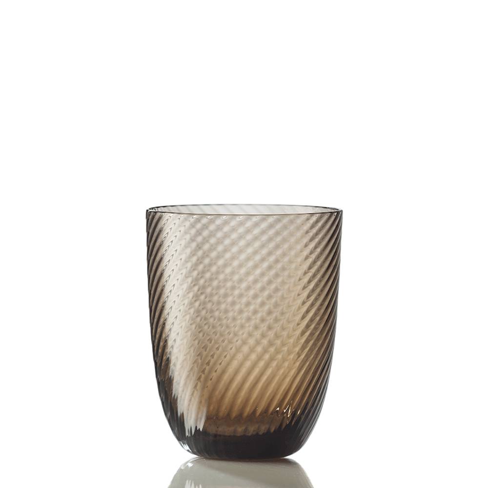 Masonmoretti Water Glass Idra Twisted Striped Brown