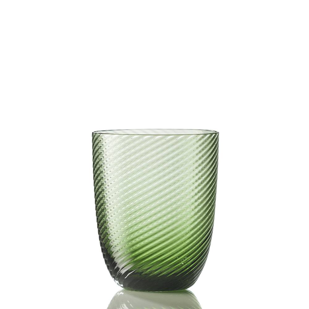 Masonmoretti Water Glass Idra Twisted Striped Green Soraya