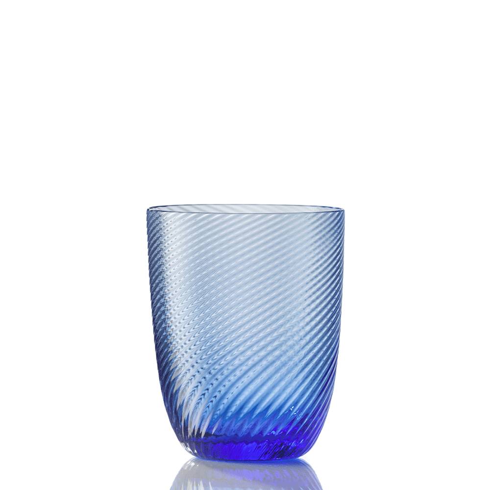 Masonmoretti Water Glass Idra Twisted Striped Light Blue