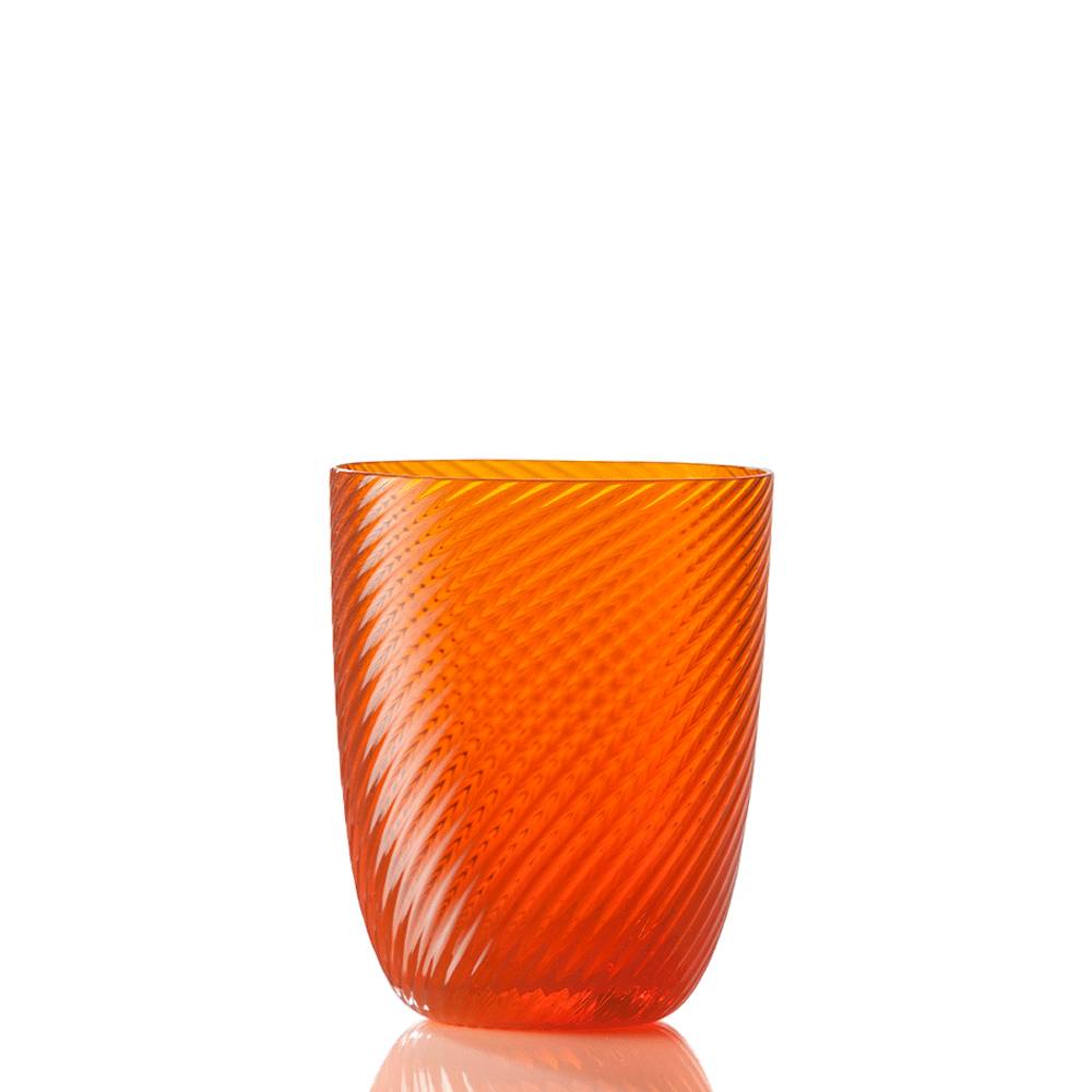 Masonmoretti Water Glass Idra Twisted Striped Orange