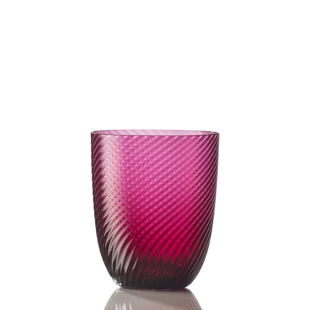Masonmoretti Water Glass Idra Twisted Striped Ruby Red