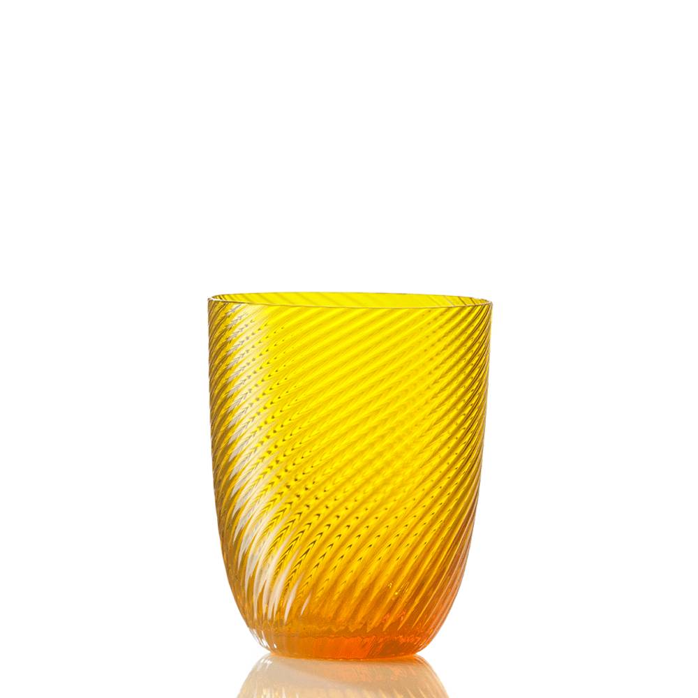 Masonmoretti Water Glass Idra Twisted Striped Yellow