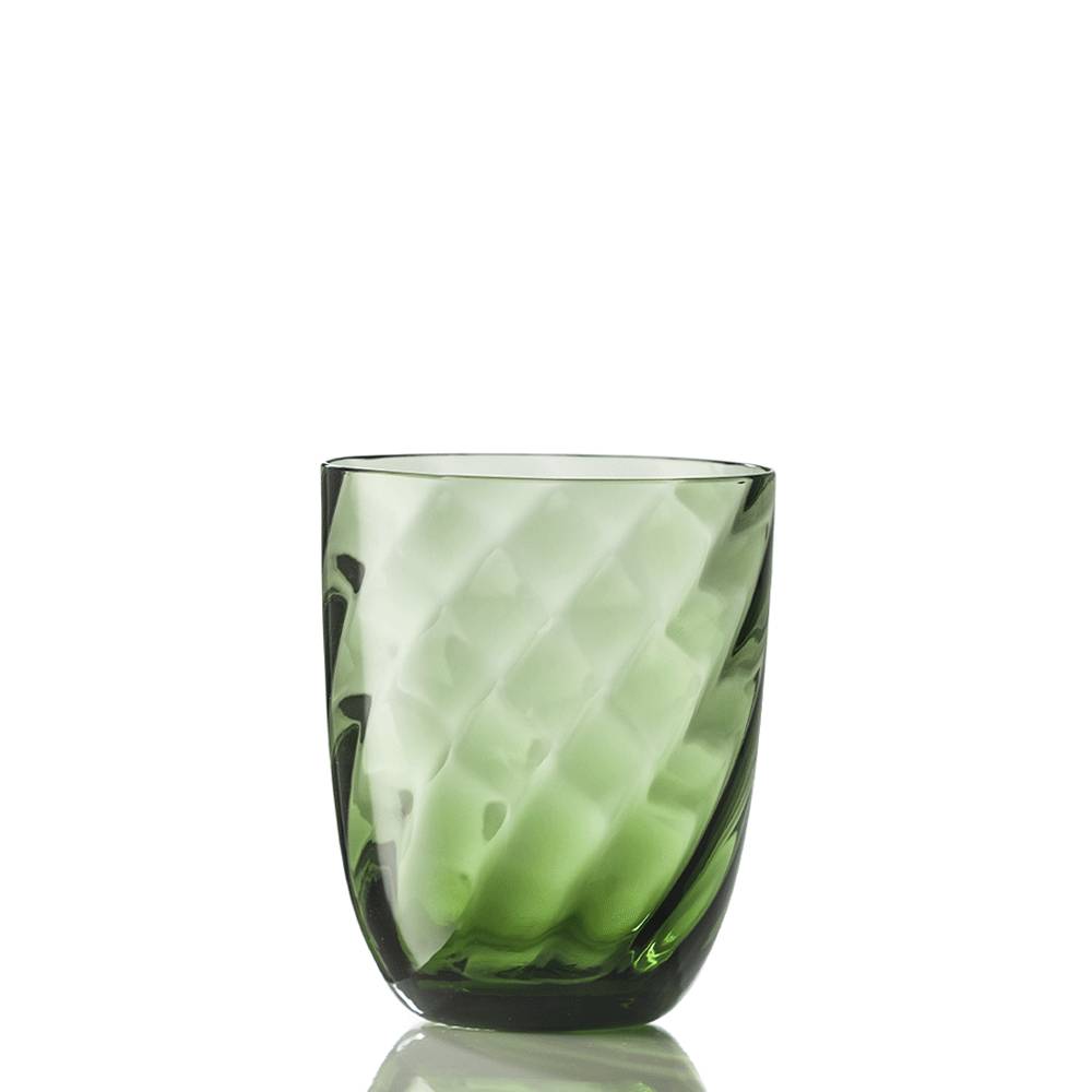 Masonmoretti Water Glass Optic Twisted Green Soraya