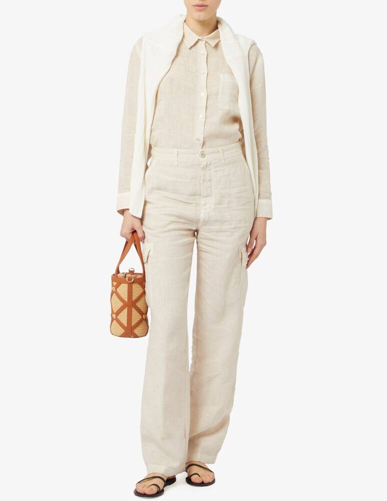 120% Lino Camicia Boy Over In Lino