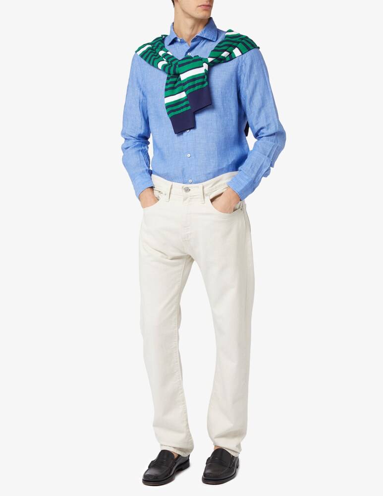 Altemflower Camicia Lino Contrasto
