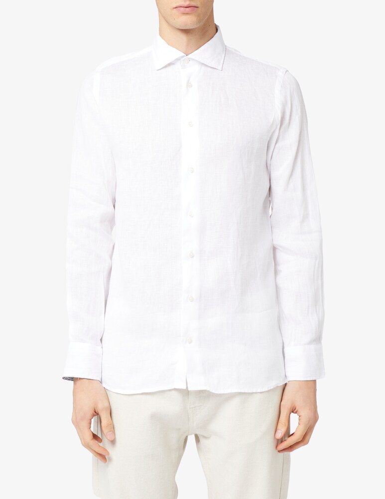 Altemflower Camicia lino contrasto