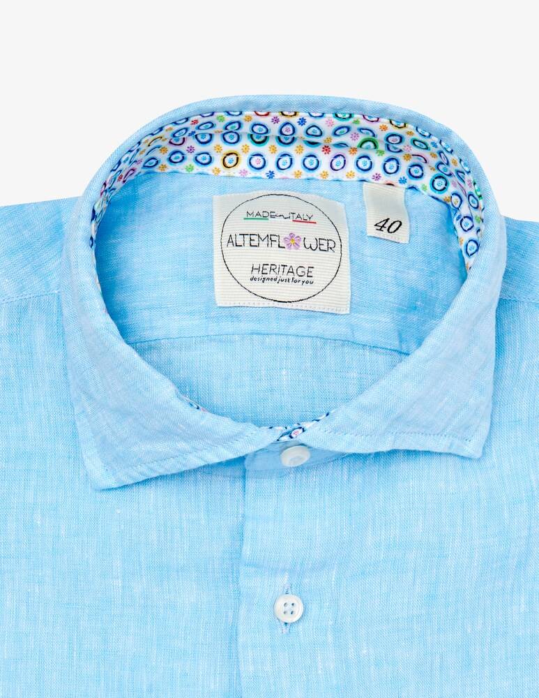 Altemflower Camicia Lino Contrasto
