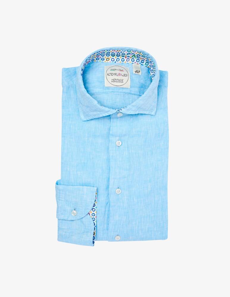 Altemflower Camicia lino contrasto