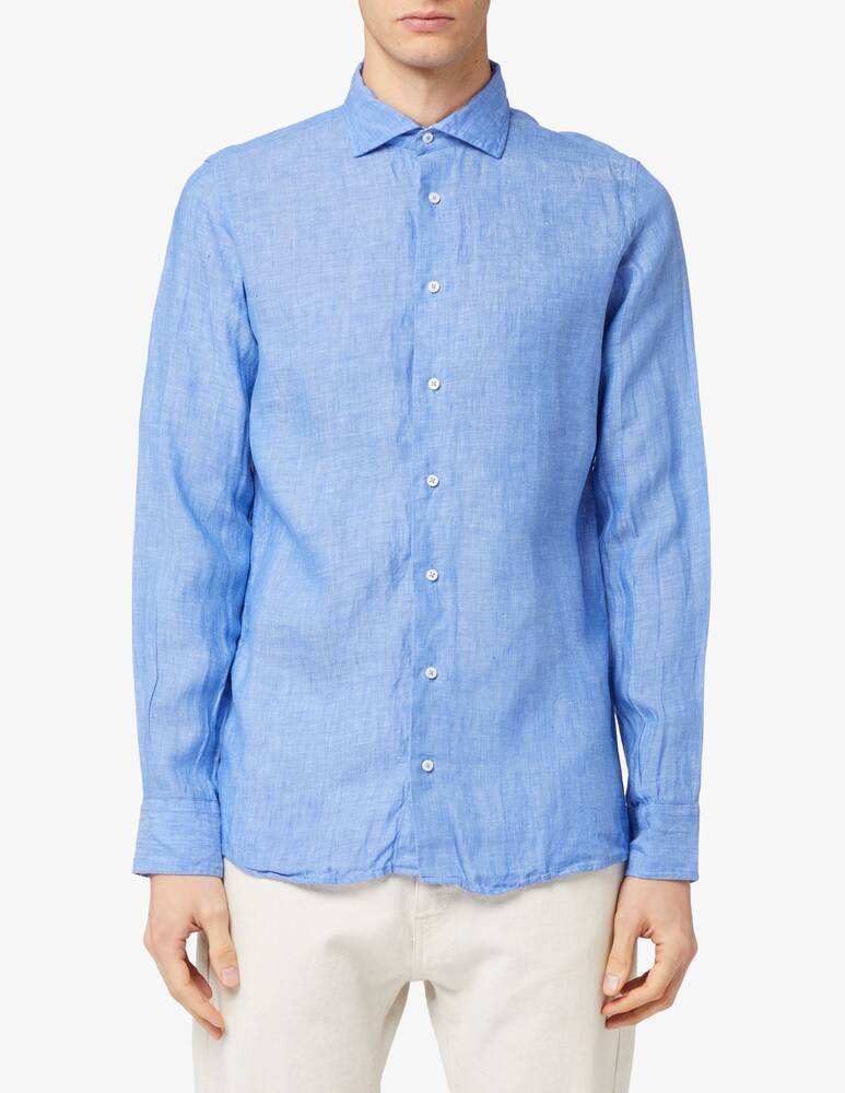 Altemflower Camicia lino contrasto
