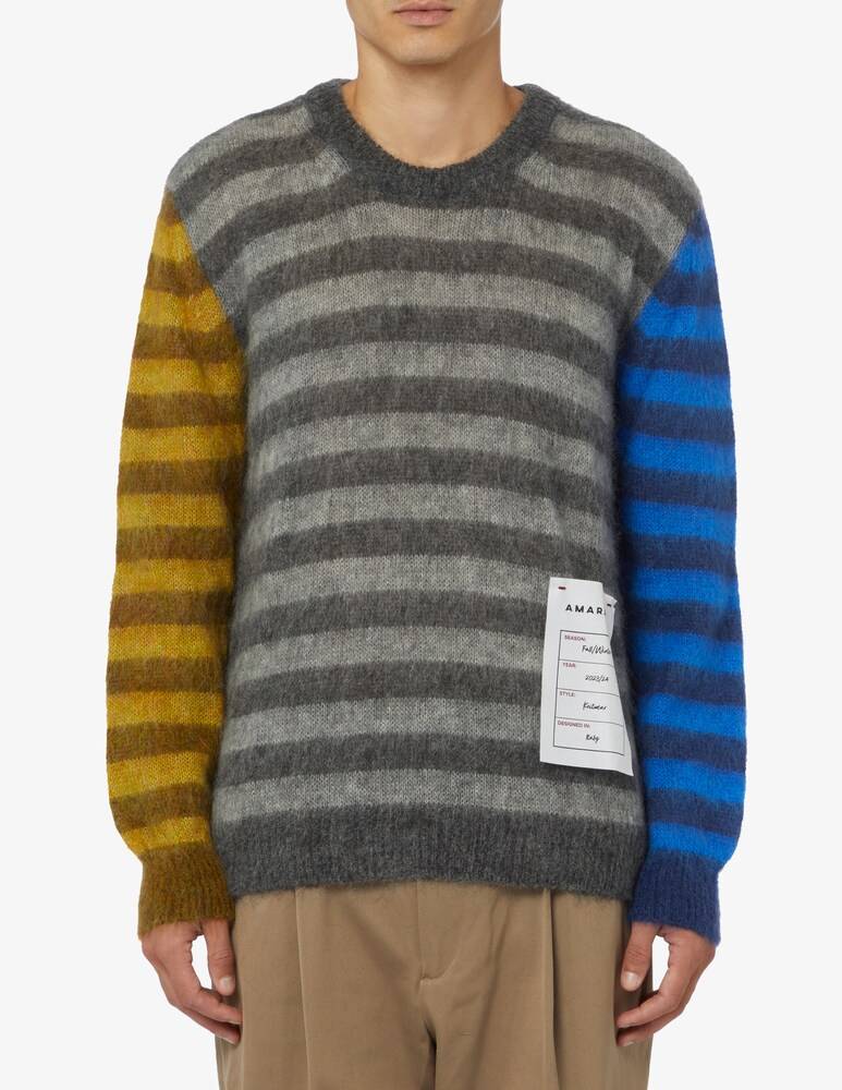 Amaranto Maglia girocollo tricolor mohair