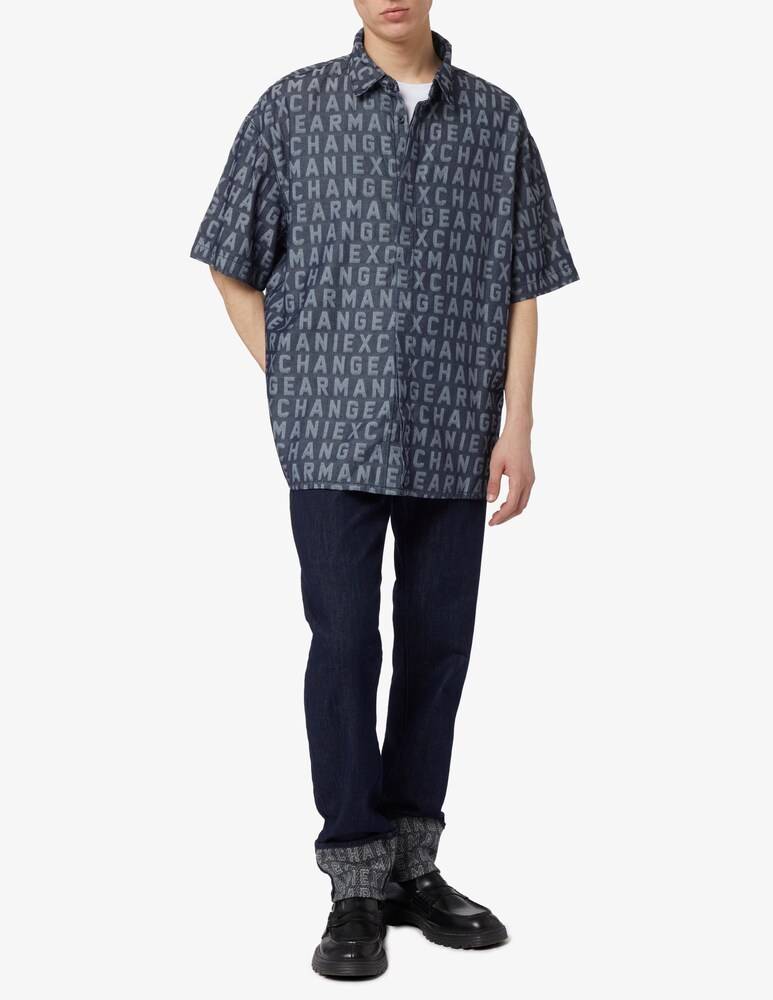 Armani Exchange Camicia Denim Oversize Logo All Over