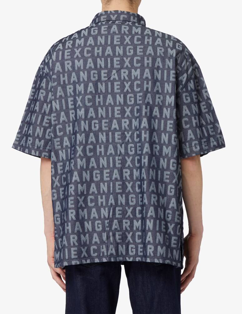 Armani Exchange Camicia Denim Oversize Logo All Over