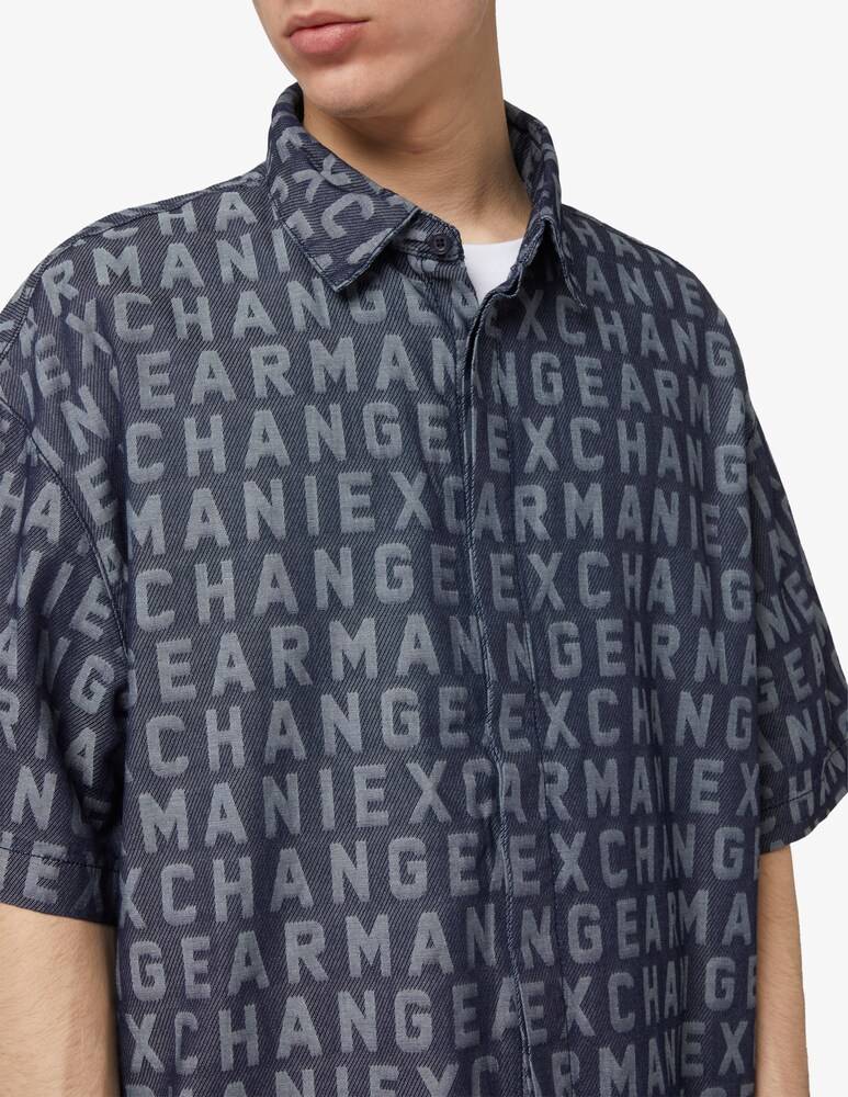 Armani Exchange Camicia Denim Oversize Logo All Over