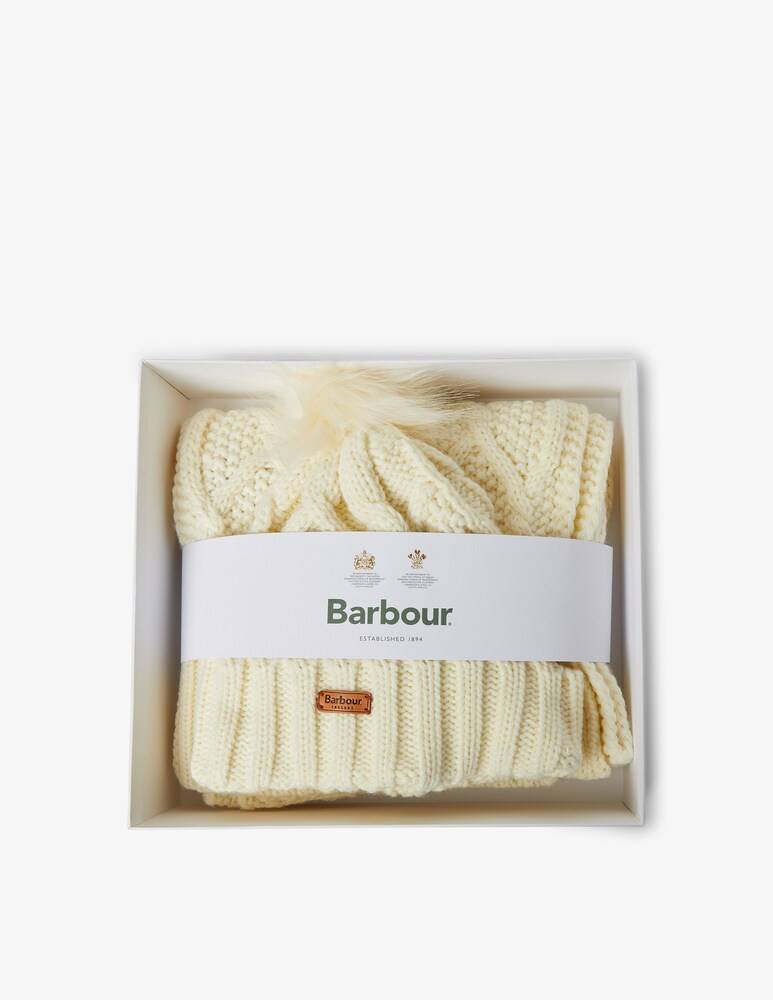 Barbour Box regalo con set cappello sciarpa - Bianco