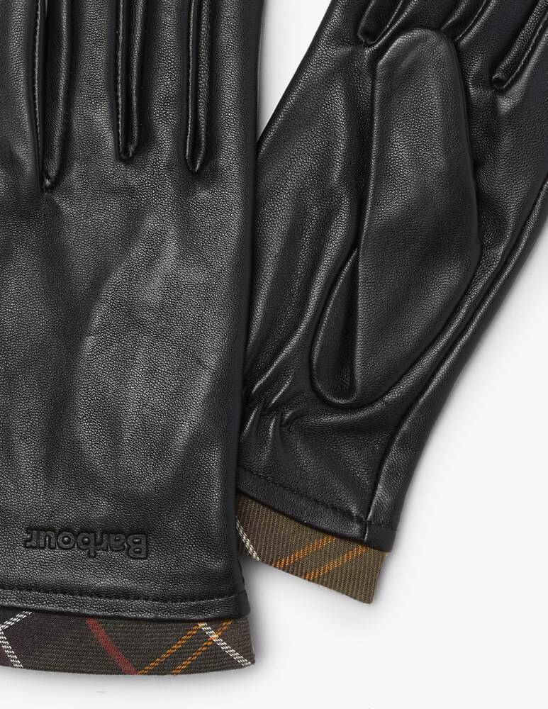 Barbour Guanti In Pelle Con Dettagli Tartan - Nero