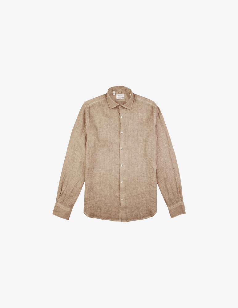 Brooksfield Camicia spread lino tinto capo sunfaded
