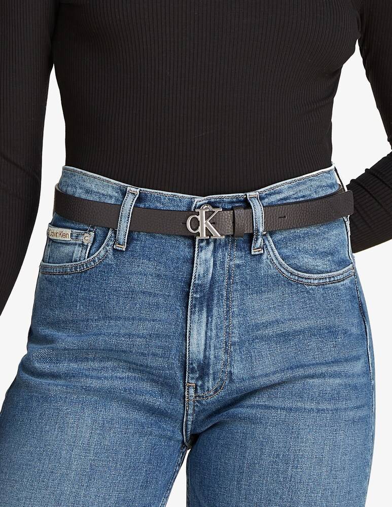 Calvin Klein Jeans Cintura Mono Plaque In Pelle 25mm