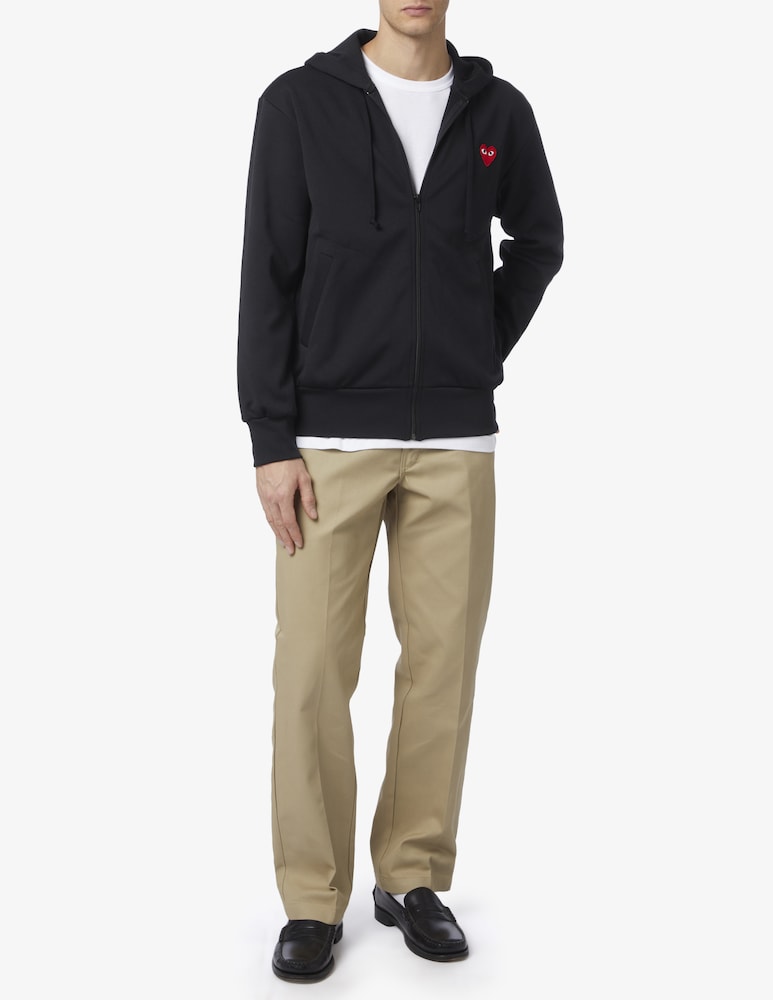 Comme Des Garçons Play Felpa Con Cappuccio Con Cerniera