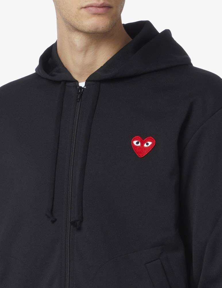 Comme Des Garçons Play Felpa Con Cappuccio Con Cerniera