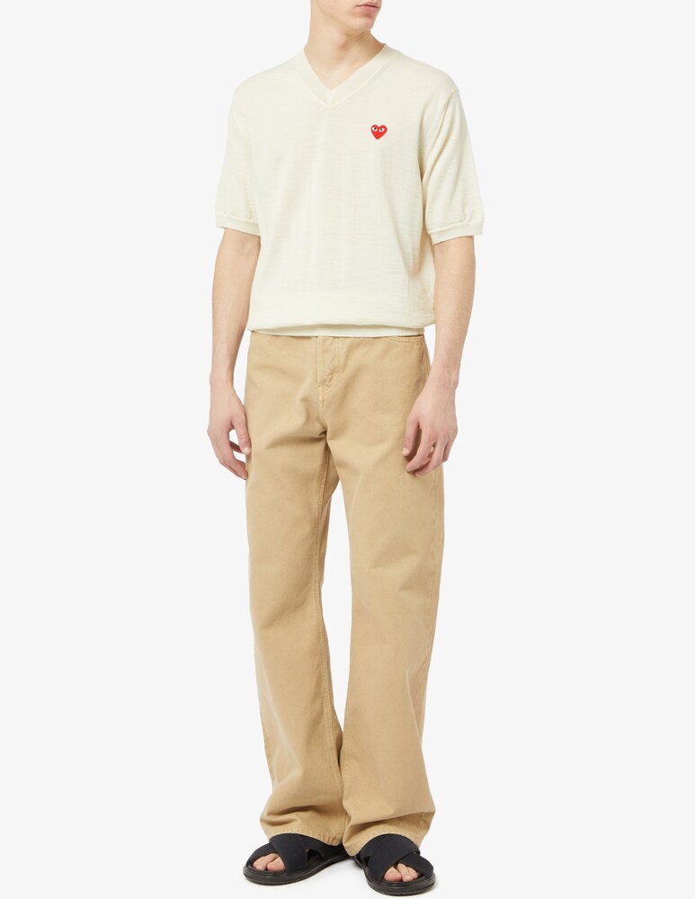 Comme Des Garçons Play Felpa Girocollo Red Emblem Knit